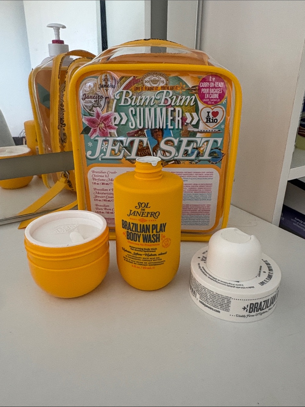 Sol de Janeiro Yellow Travel Skin Duo with Clear Case